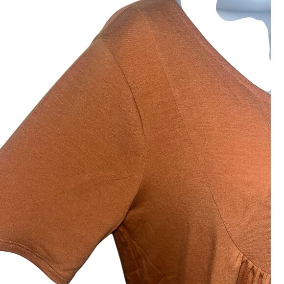 NWT Zenana Butter Orange Button-Front Tee SZ Large Fall-Ready - Picture 4 of 6